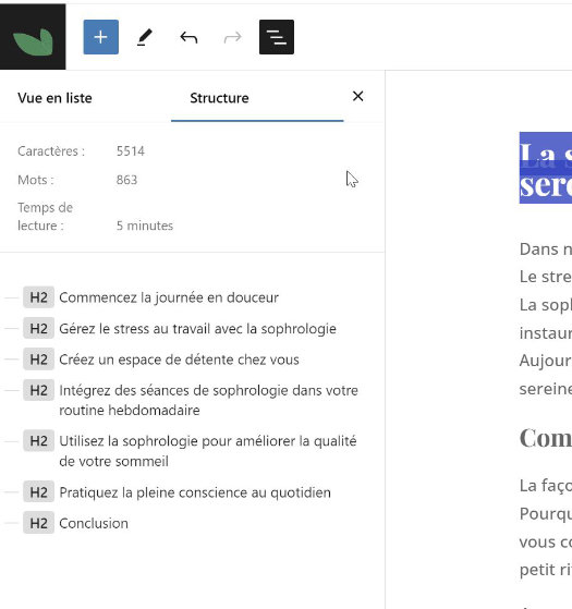 vue structure article wordpress