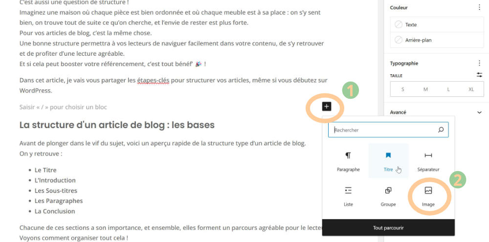ajouter images wordpress bloc image