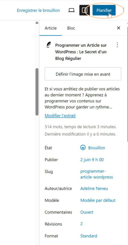 planifier article wordpress