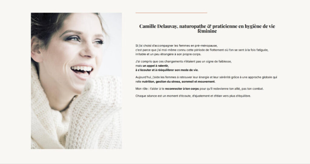 site naturopathe one page section qui je suis